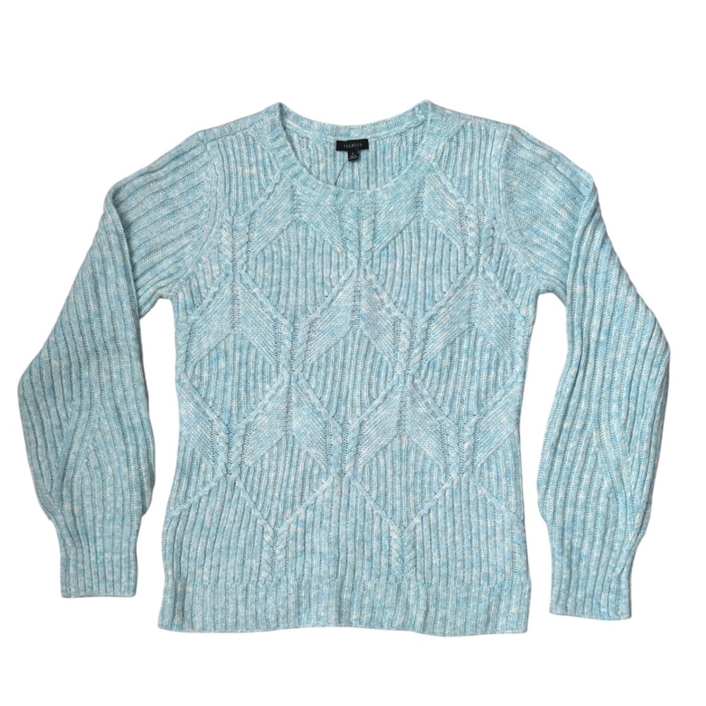 Talbots Cable Knit Sweater Light Blue Size S